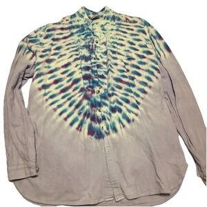 Vintage CA Drawstrings Tie-Dye Button Down Shirt, Long Sleeve, Women's L, USA